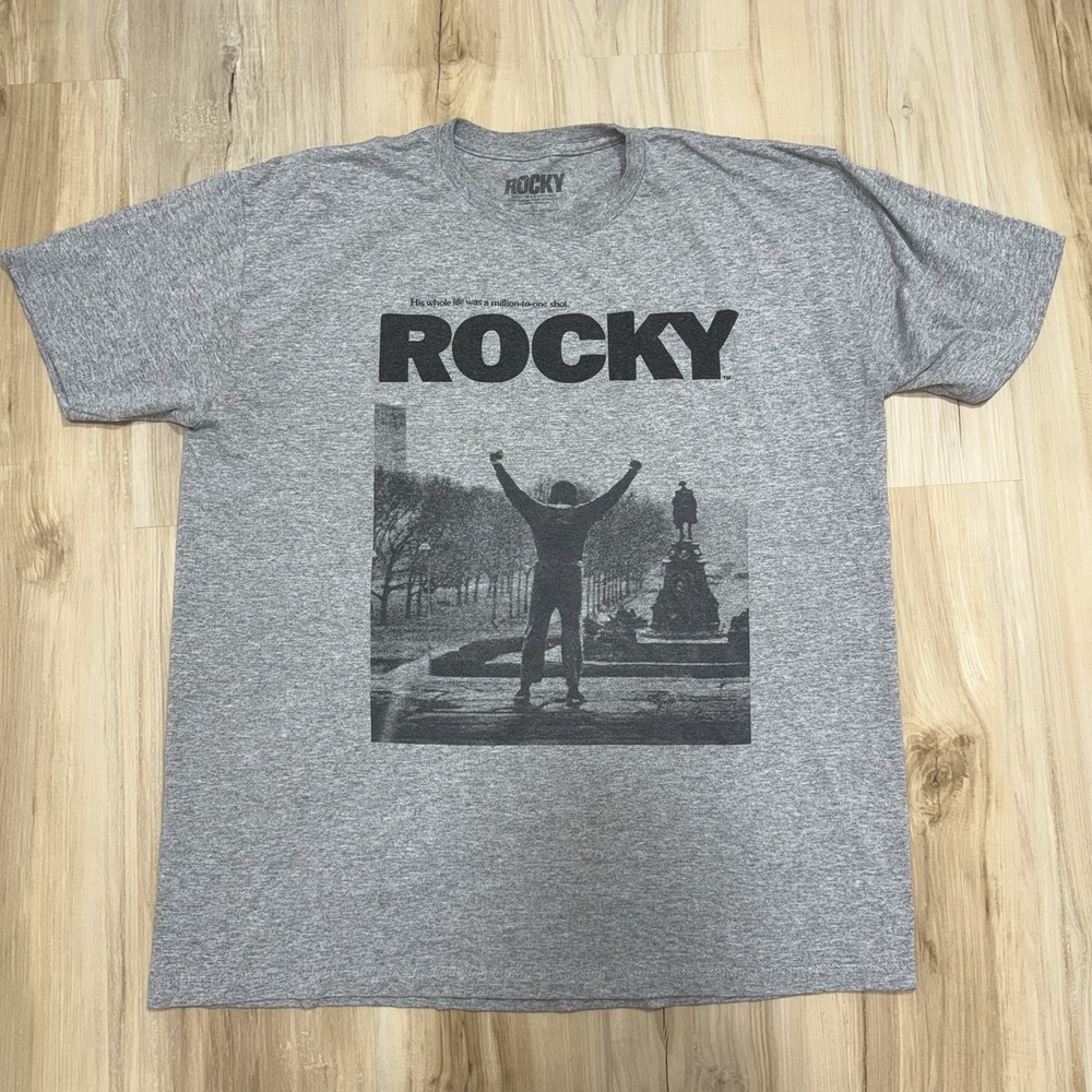 Rocky T-Shirt Men's Size XL Gray Movie Graphic Sylvester Stallone Boxing Tee